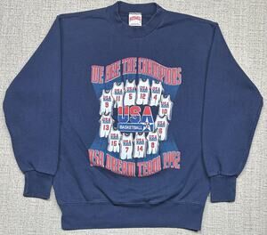 Vintage USA Basketball Sweatshirt Mens L Blue Dream Team Nutmeg Barcelona 1992